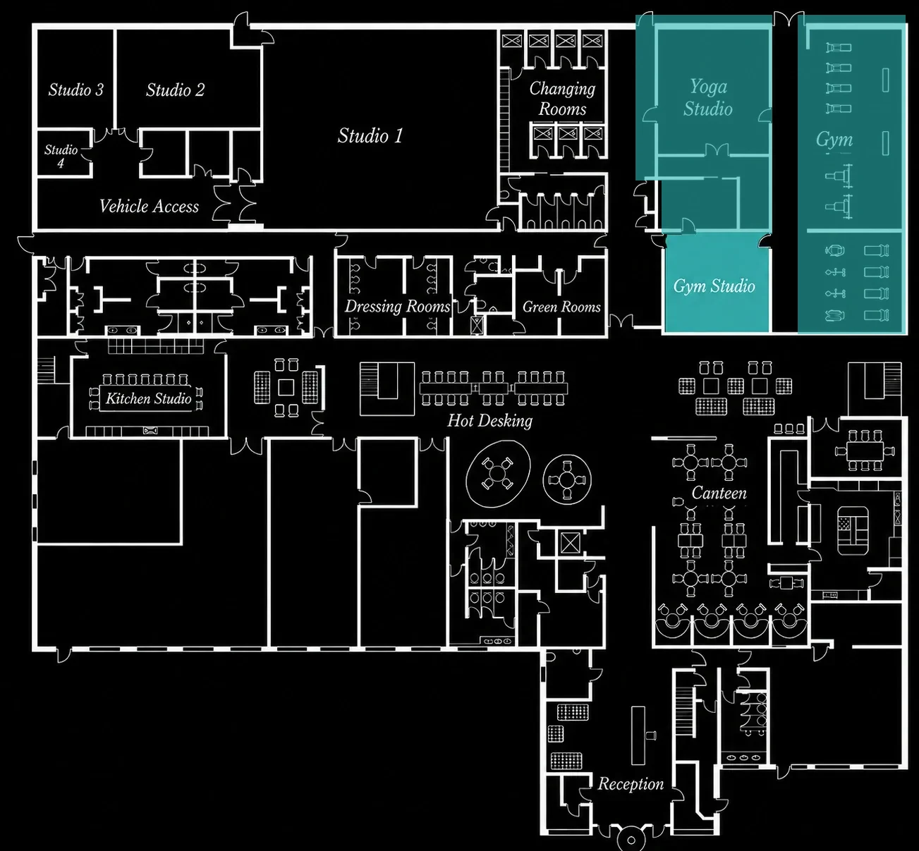 Floorplan with the gym highlighted