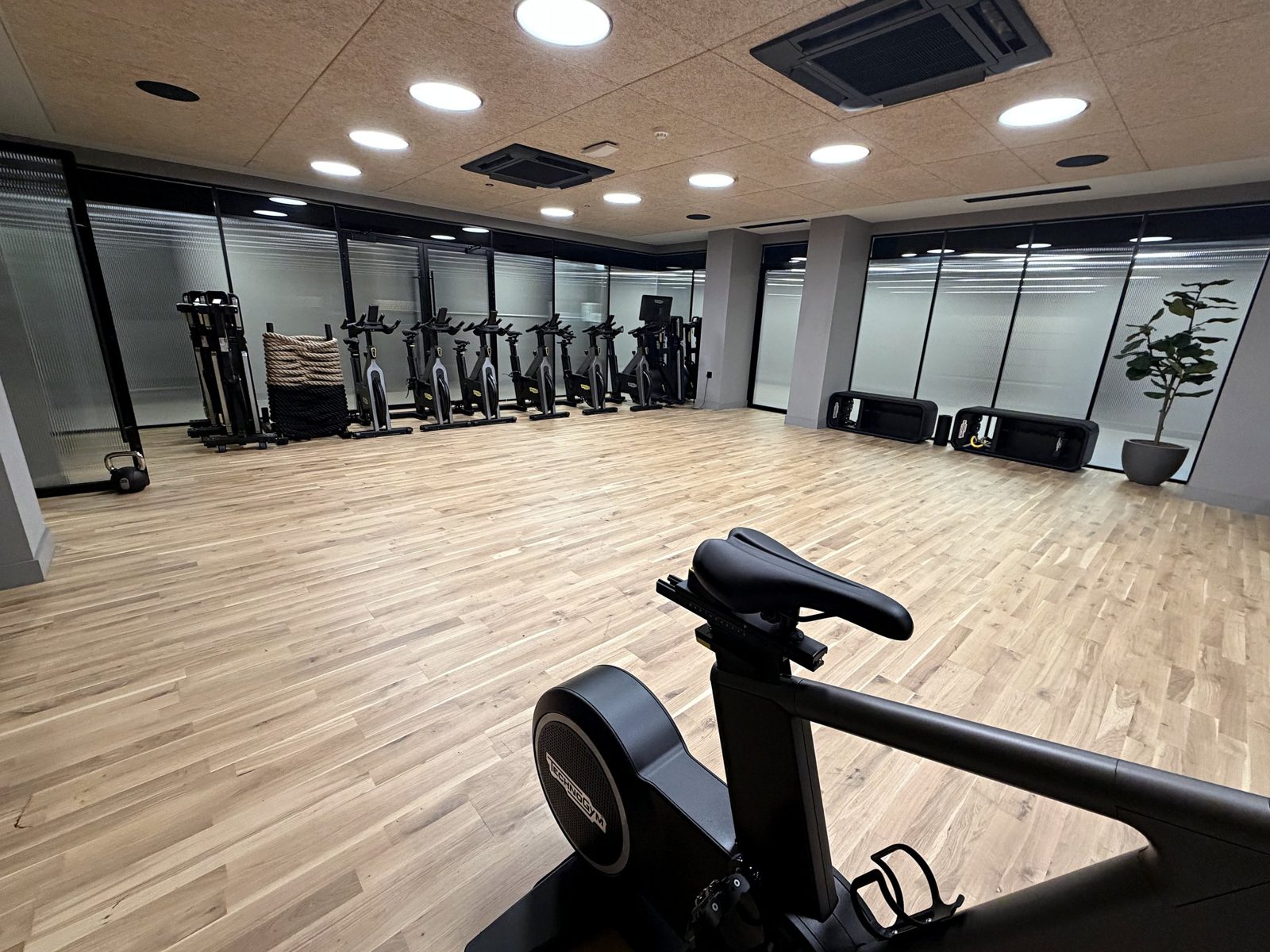 Yoga studio floor and equipment