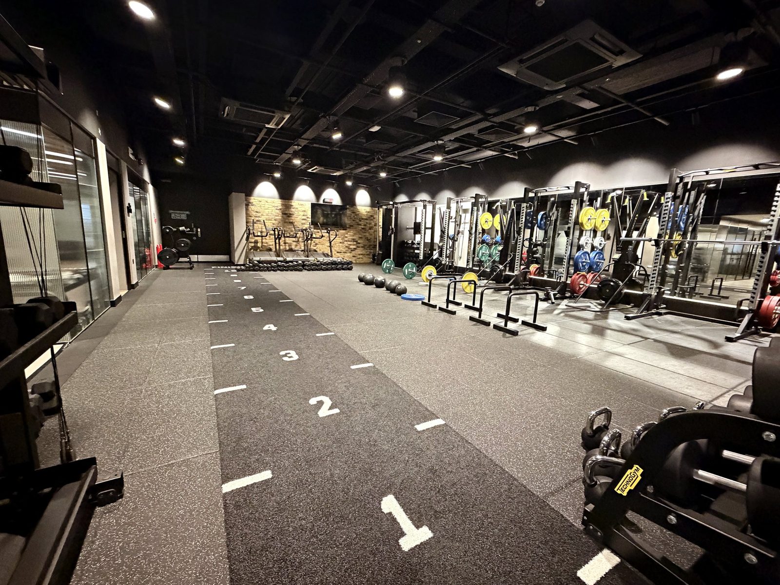 Sled track and training floor in the gym