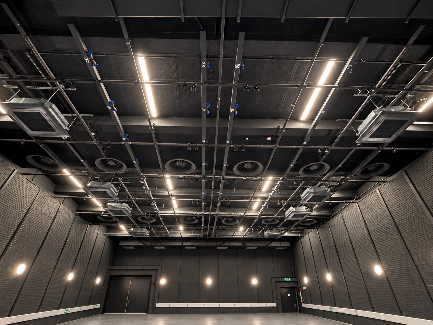 The lighting grid above the stage